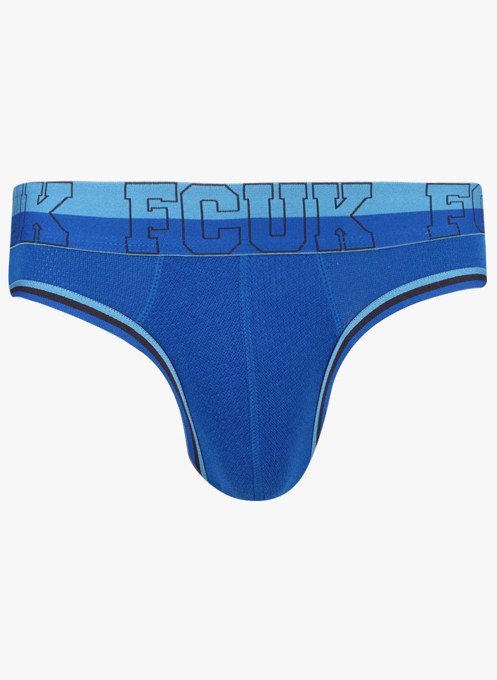 fcuk mens blue athletic solid brief cbr15-lapis