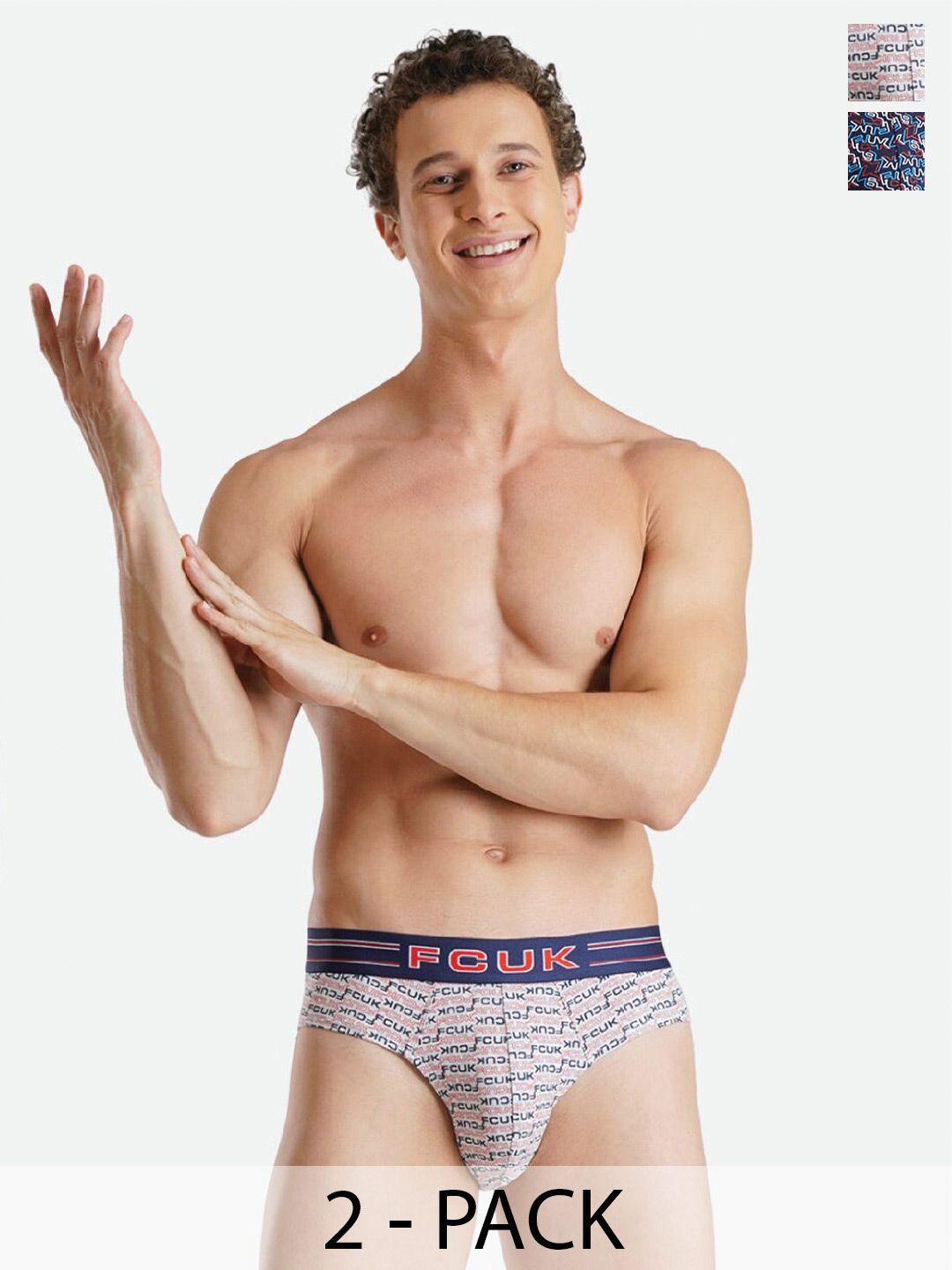 fcuk pack of 2 printed moisture wicking antimicrobial cotton briefs-bri-b-02-nvy-gryaop