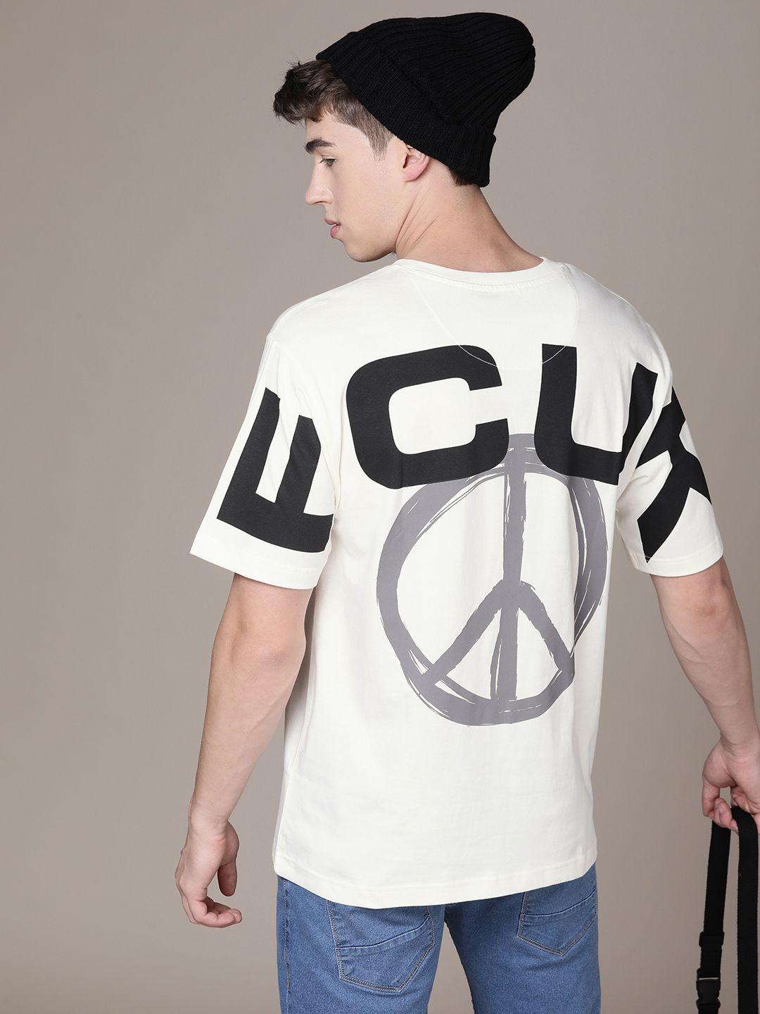 fcuk round neck graphic printed oversized fit pure cotton t-shirt