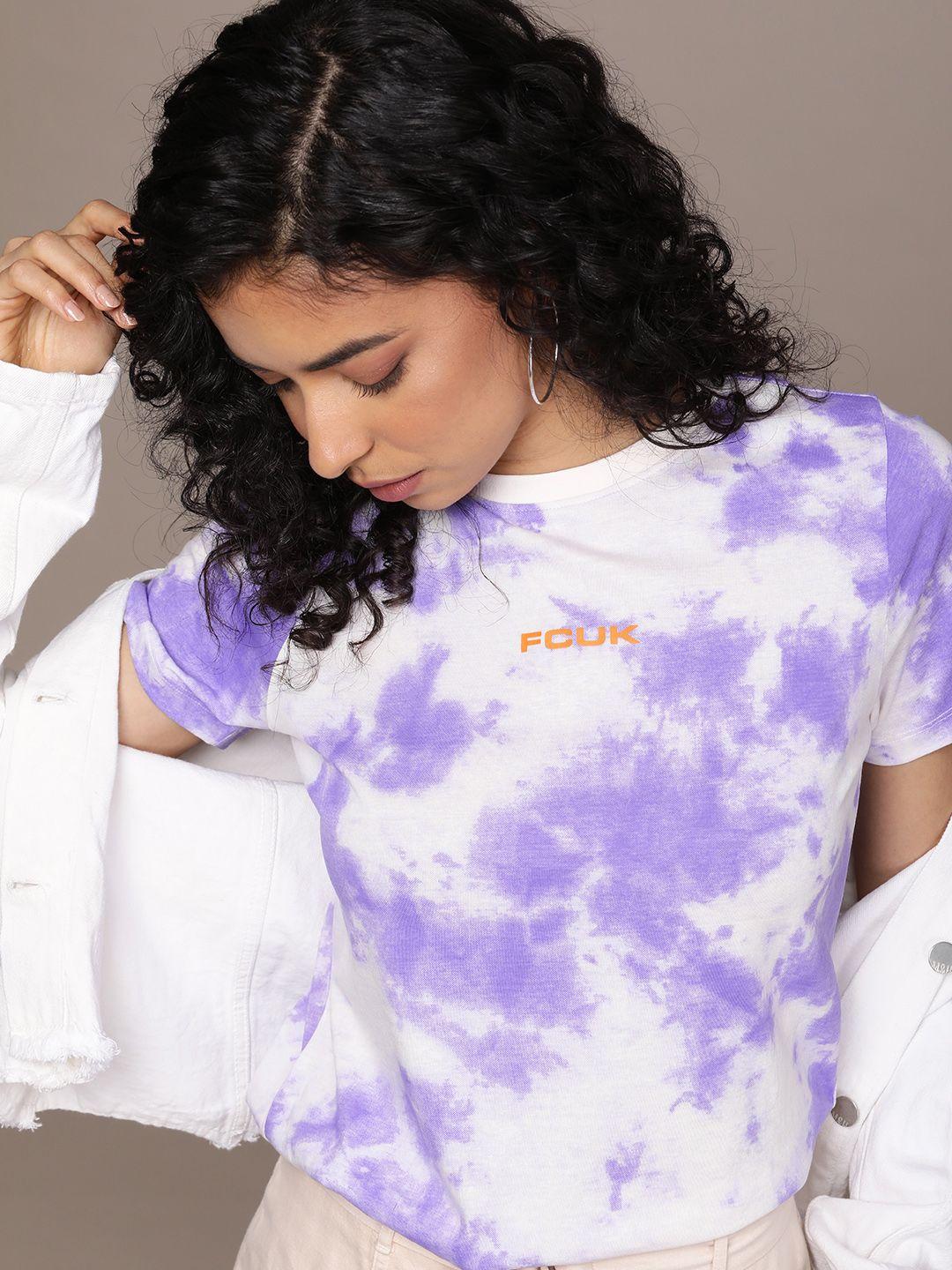 fcuk round neck tie and dye pure cotton t-shirt