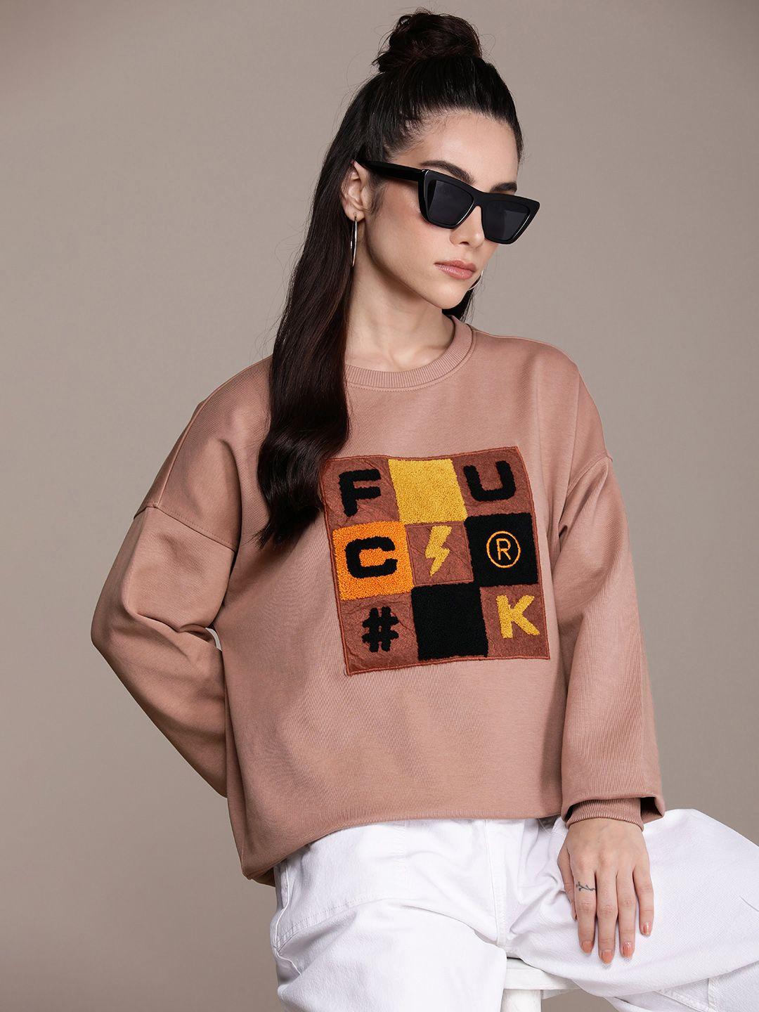 fcuk self design brand logo long sleeves sweatshirt