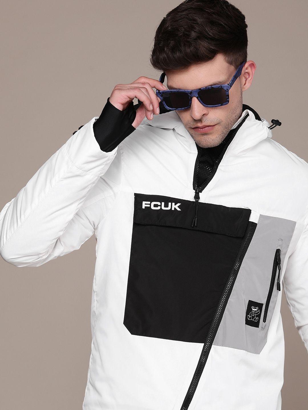 fcuk solid hooded tailored jacket