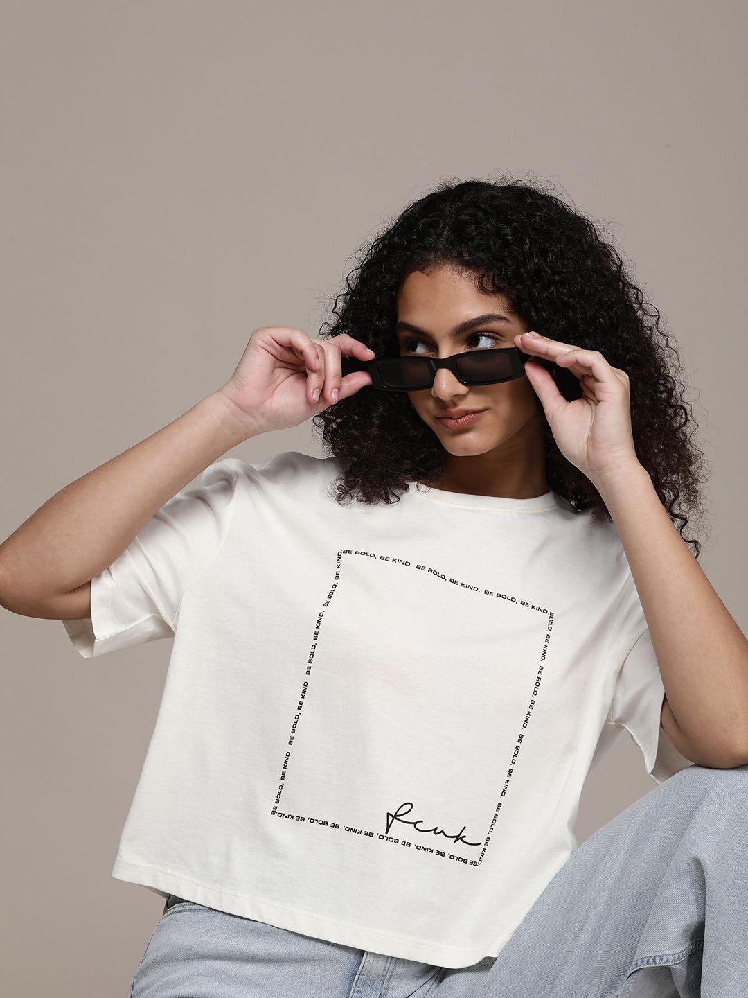 fcuk typography printed pure cotton boxy t-shirt