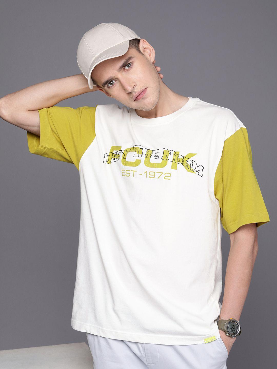 fcuk typography printed pure cotton casual t-shirt