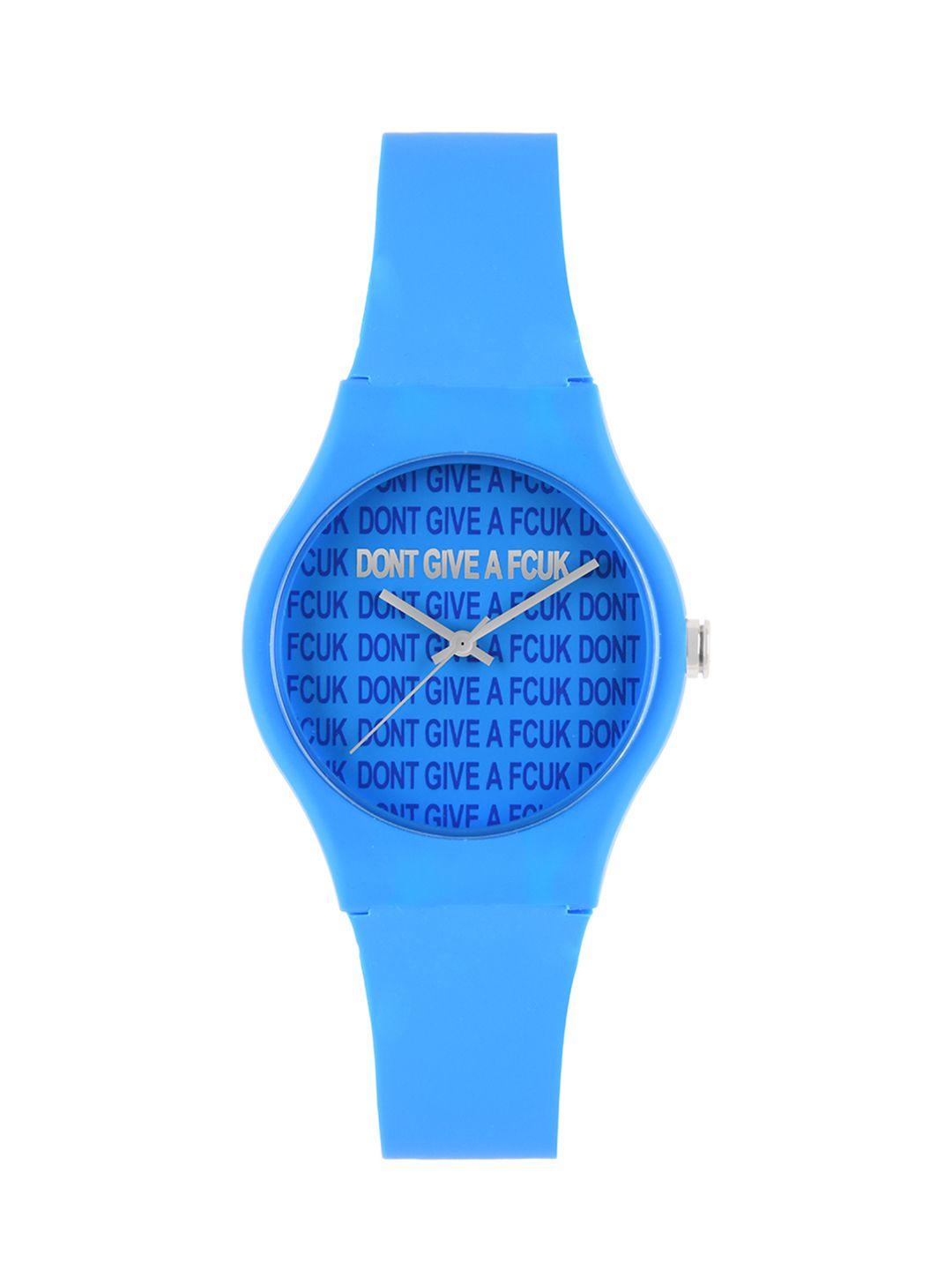 fcuk unisex blue embellished dial & blue straps analogue watch fc173u