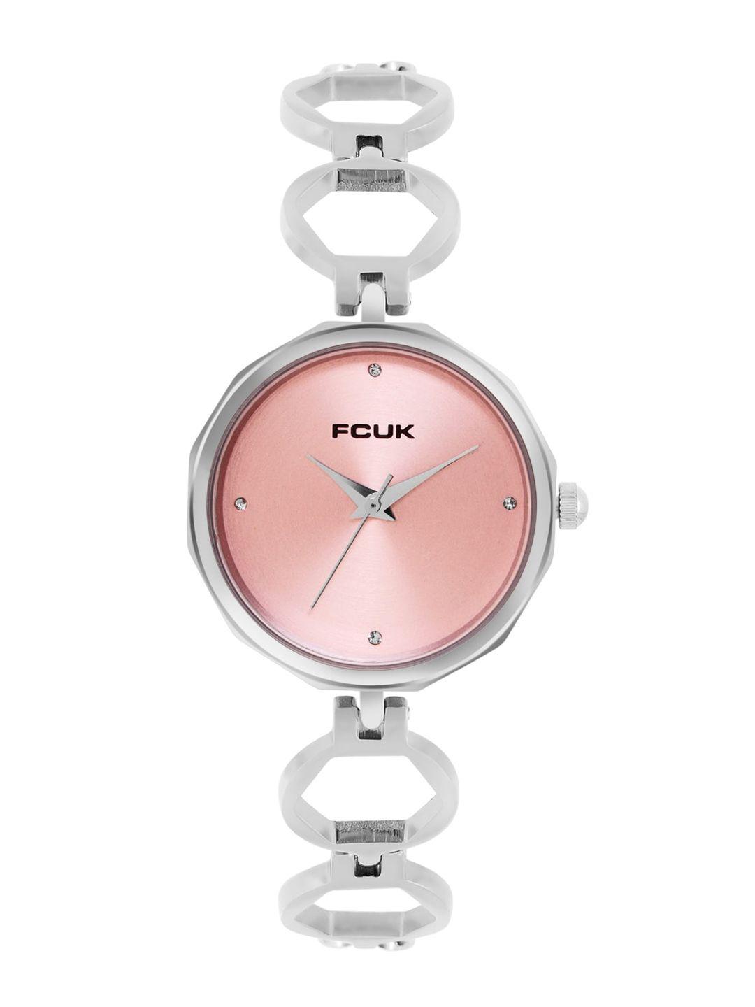 fcuk women embellished dial & stainless steel straps analogue watch fk00027g