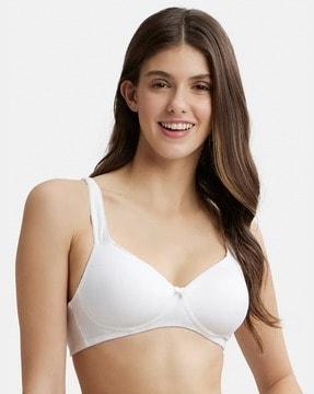 fe35 wirefree padded cotton elastane full coverage t-shirt bra with broad fabric straps