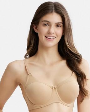 fe38 underwired padded super combed cotton elastane full coverage t-shirt bra with panels