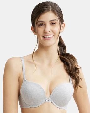 fe53 wired padded cotton elastane strech medium coverage plunge-neck pushup bra with multiway styling