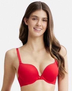 fe53 wired padded cotton elastane strech medium coverage plunge-neck pushup bra with multiway styling