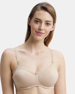 fe86 wirefree padded super combed cotton elastane full coverage multiway t-shirt bra with adjustable straps