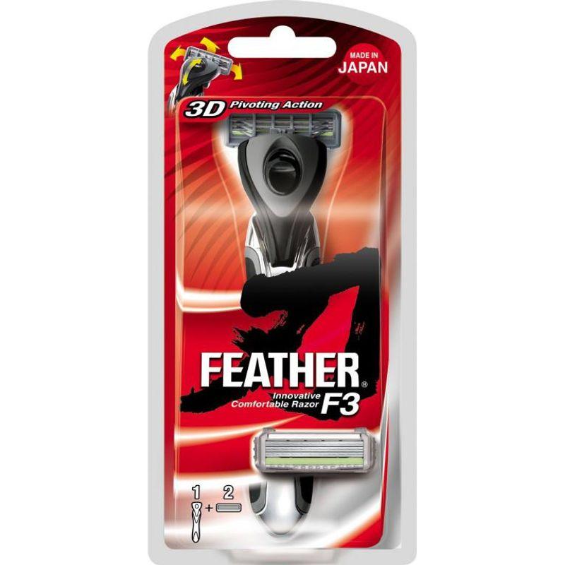 feather f3 men triple blade cartridge shaving razor with 3d pivoting head