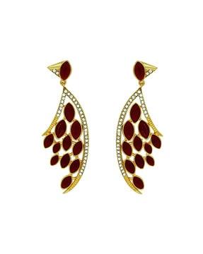 feather-shaped dangler earrings