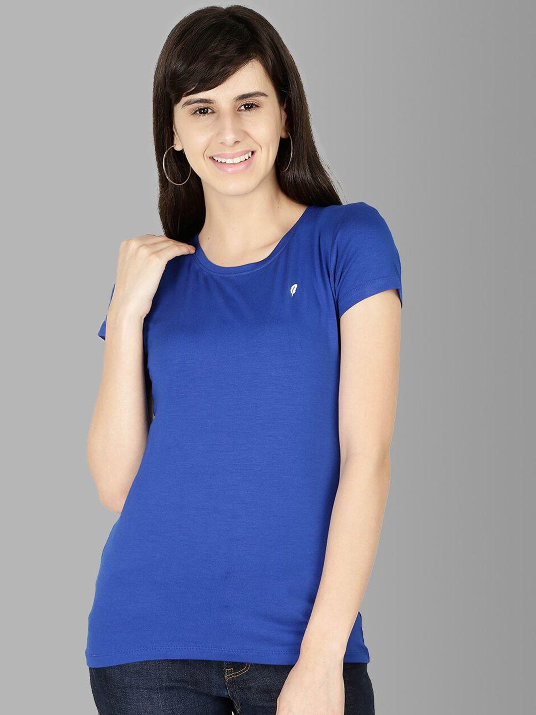 feather soft elite women blue extended sleeves indigo slim fit running t-shirt