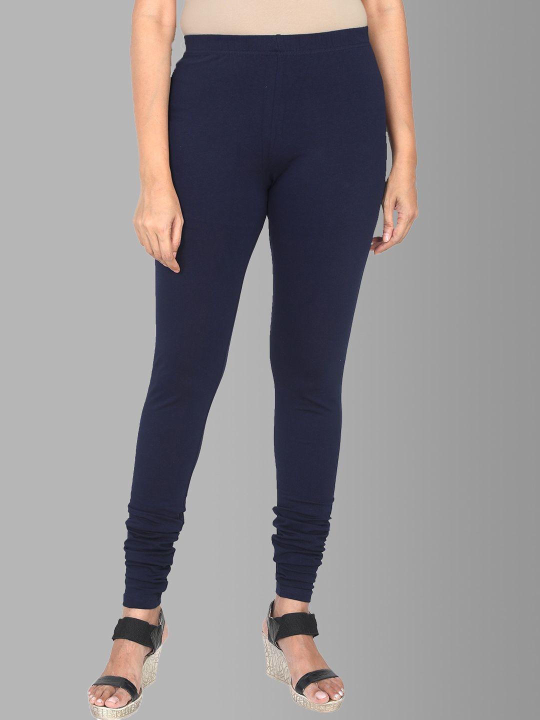 feather soft elite women navy blue churidar-length cotton leggings