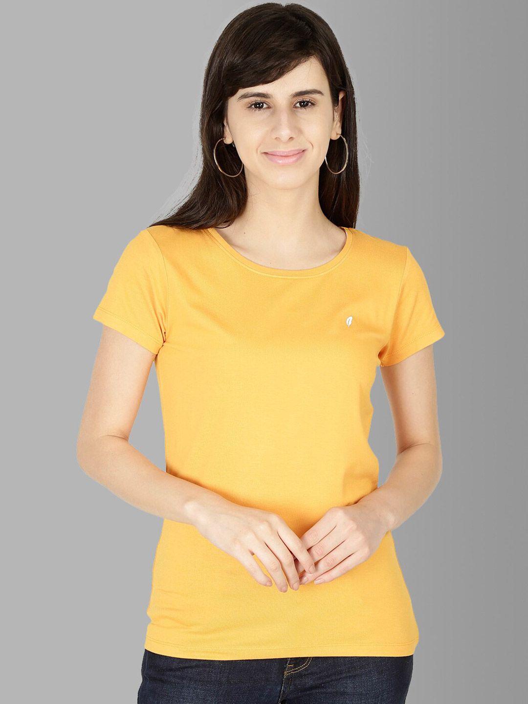 feather soft elite women orange slim fit running t-shirt