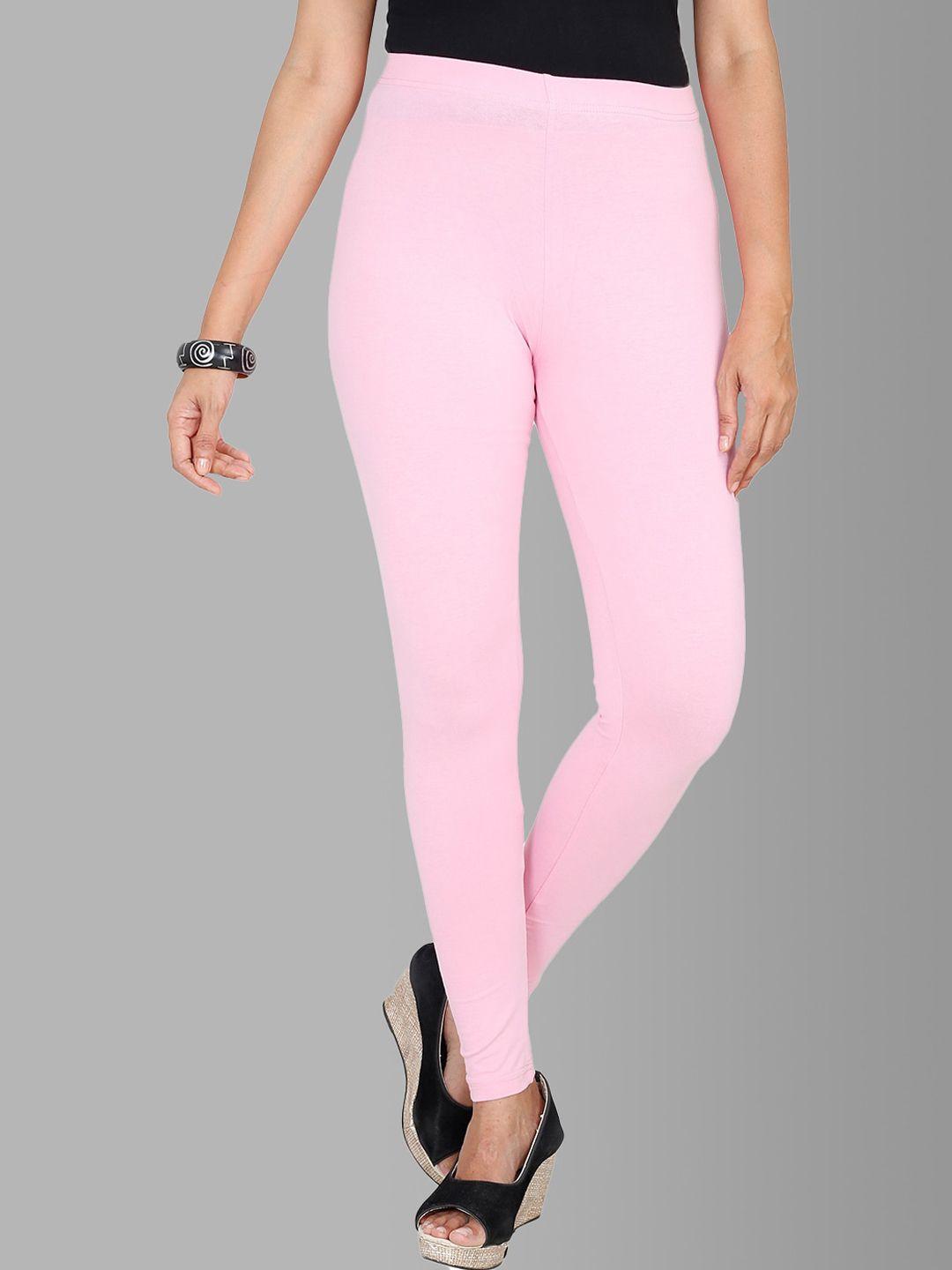 feather soft elite women pink  solid ankle length cotton leggings