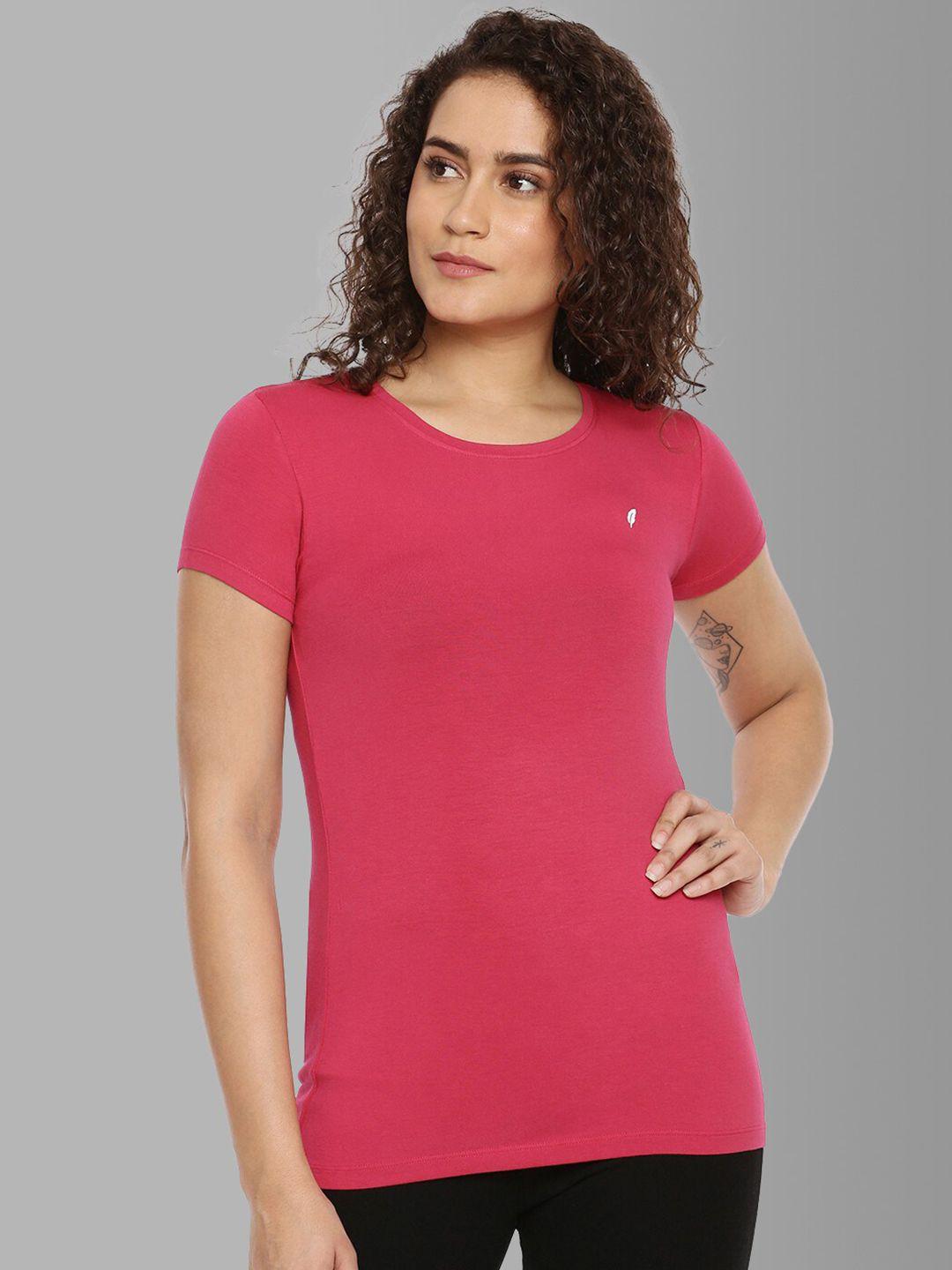 feather soft elite women pink slim fit running t-shirt