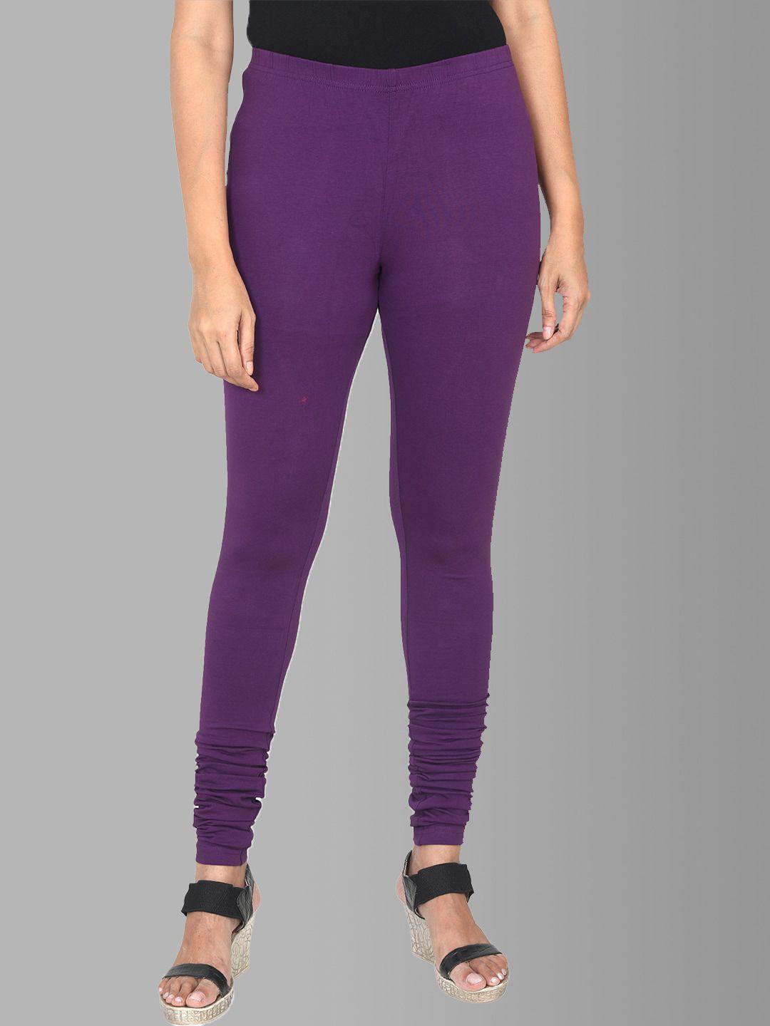 feather soft elite women purple solid churidar-length leggings