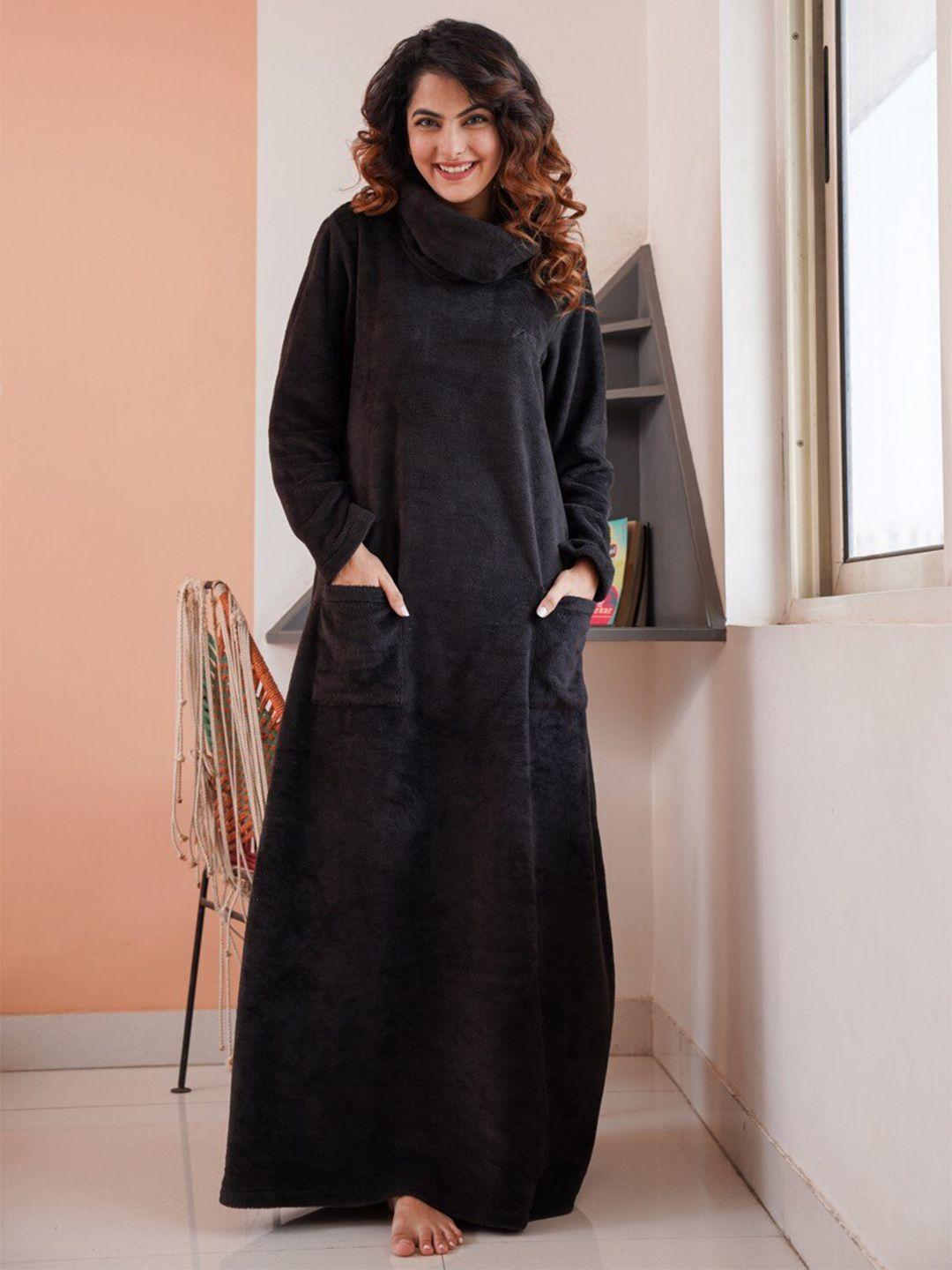 feathers closet black woollen maxi dress