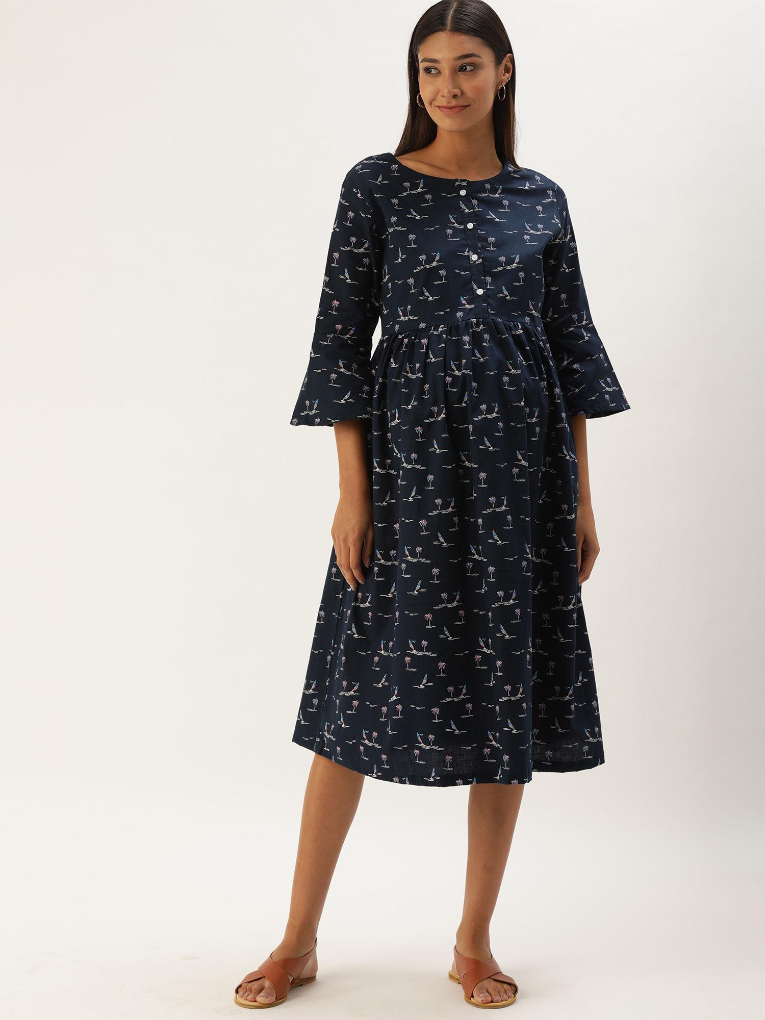 feeding/nursing maternity dress - blue