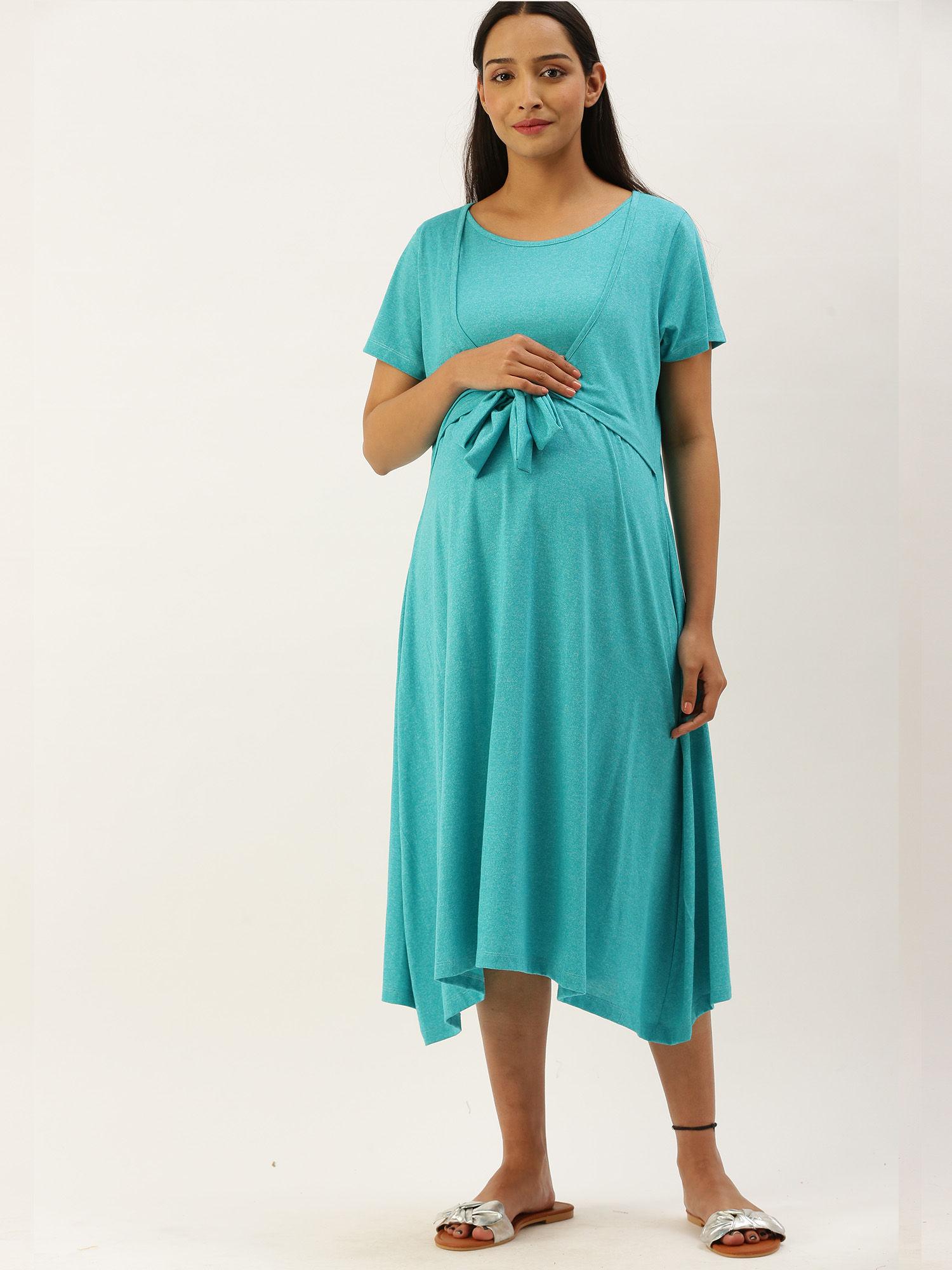 feeding/nursing maternity dress - blue