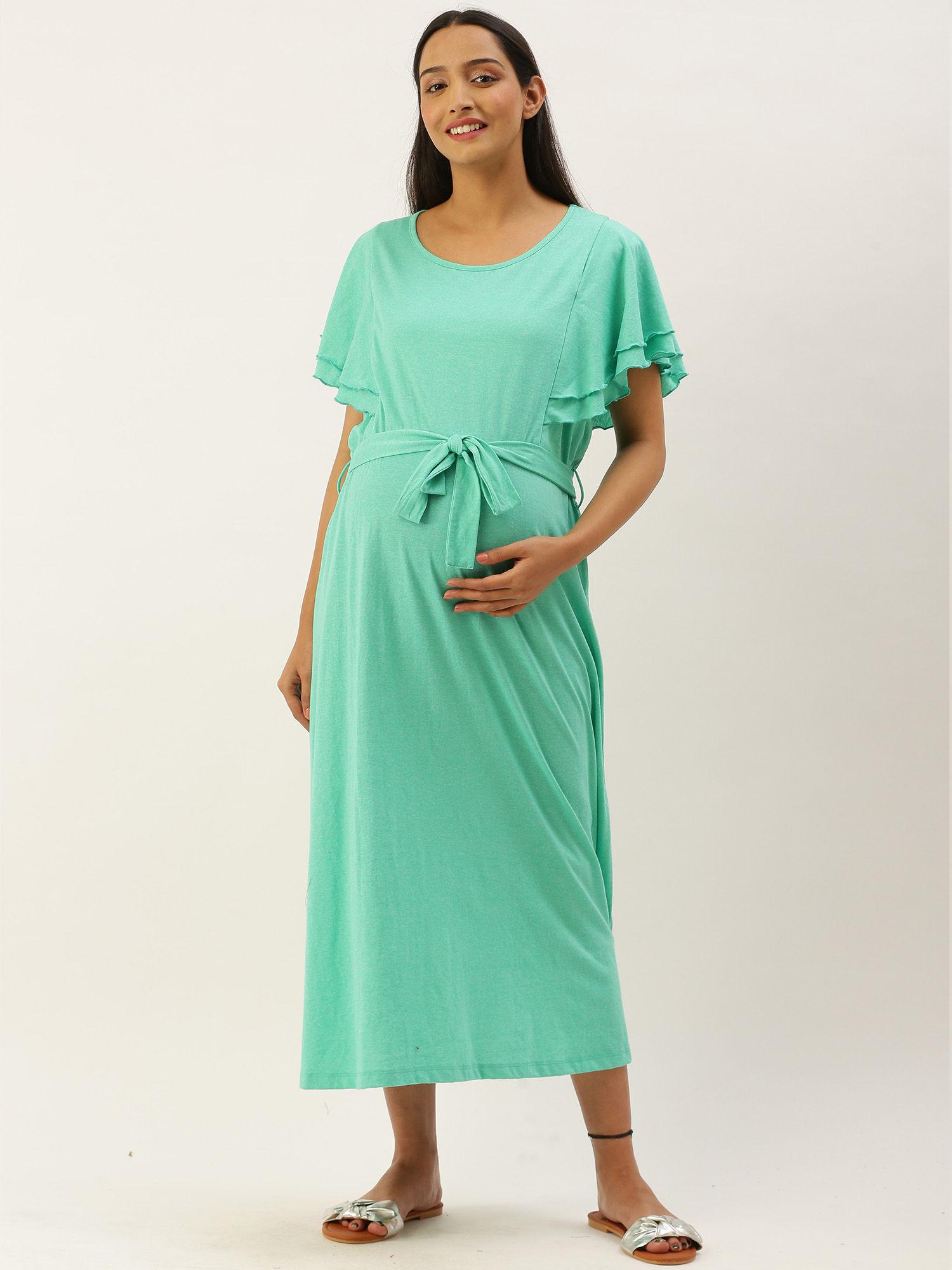 feeding/nursing maternity dress - green