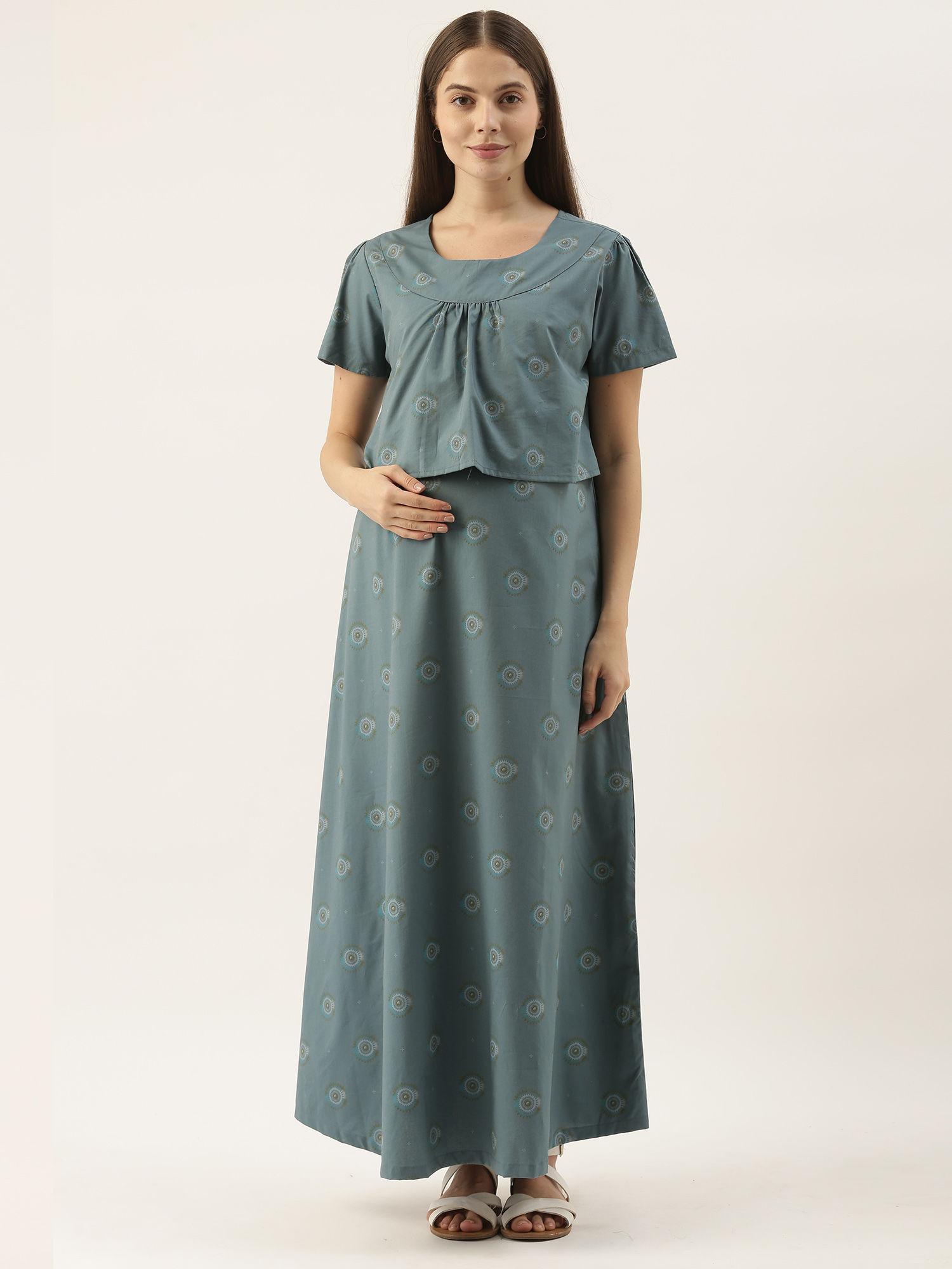 feeding/nursing maternity night dress - grey