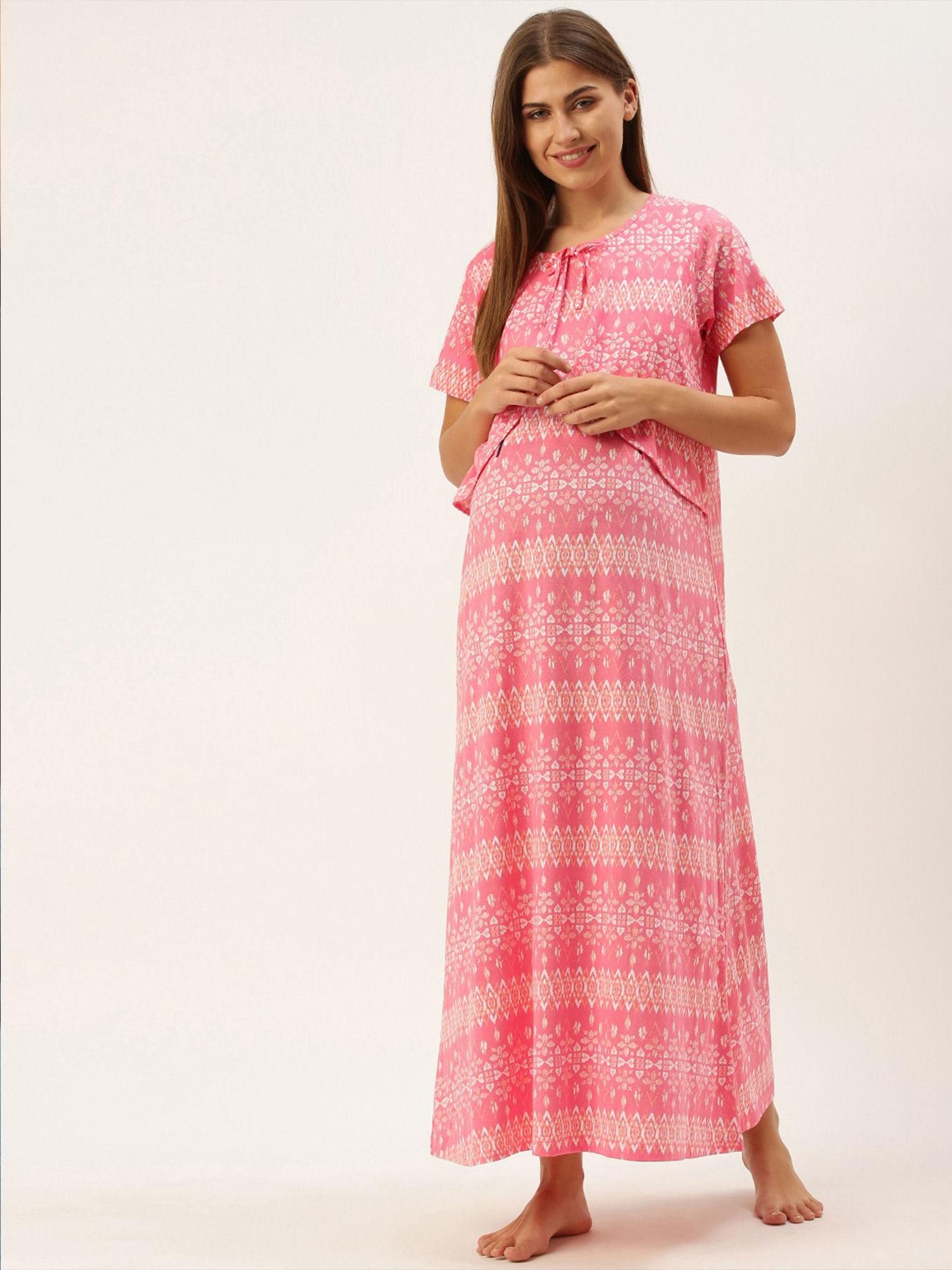 feeding/nursing maternity night dress - pink