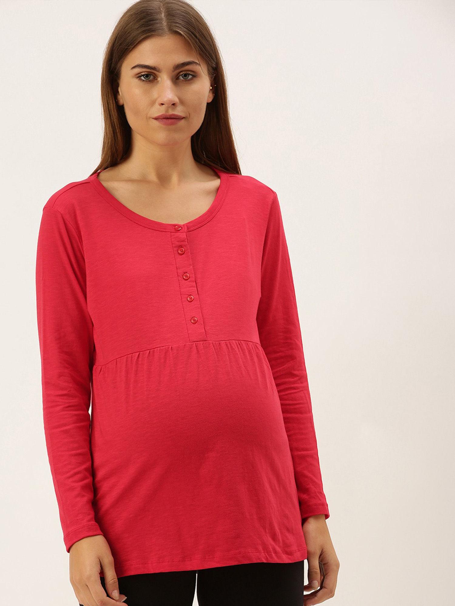 feeding/nursing maternity sleep top - red
