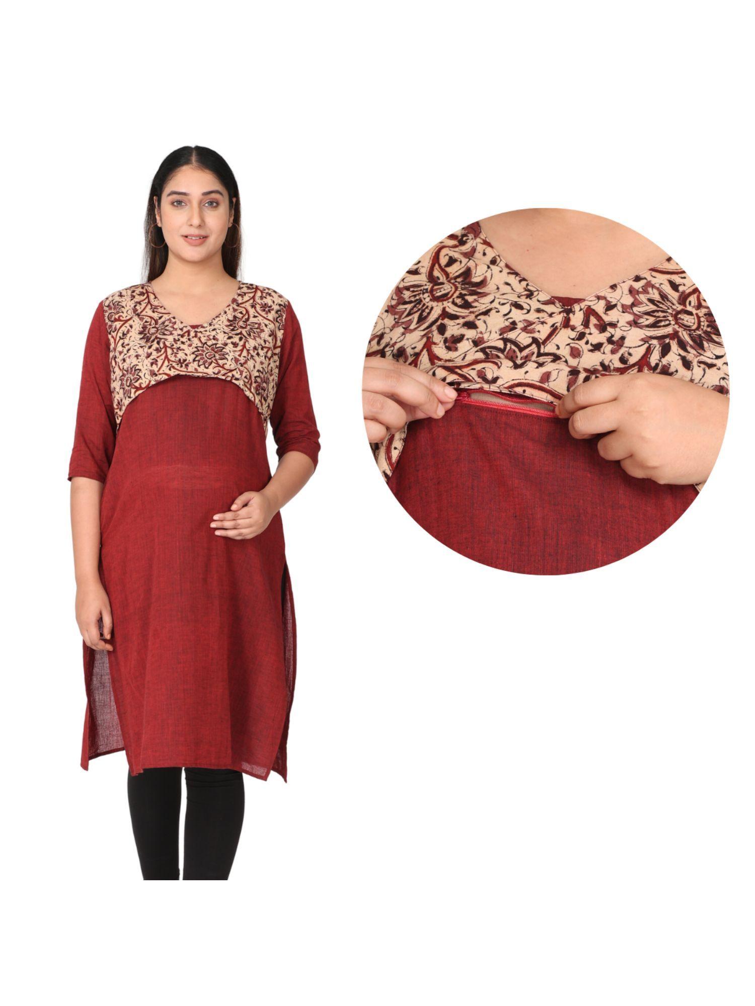 feeding kurta with horizontal nursing - maroon