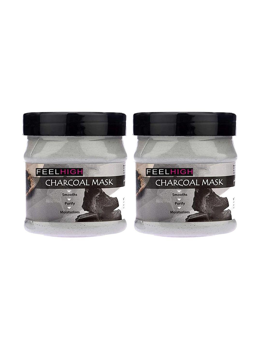 feelhigh pack of 2 skin smoothning charcoal mask - 500 ml each