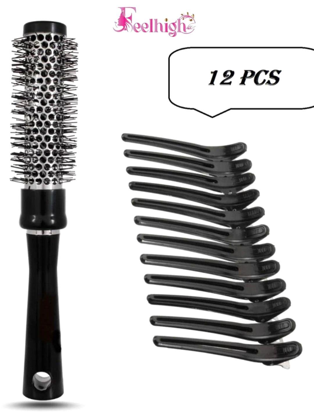 feelhigh professional hair dryer brush & 12-pcs crocodile clips
