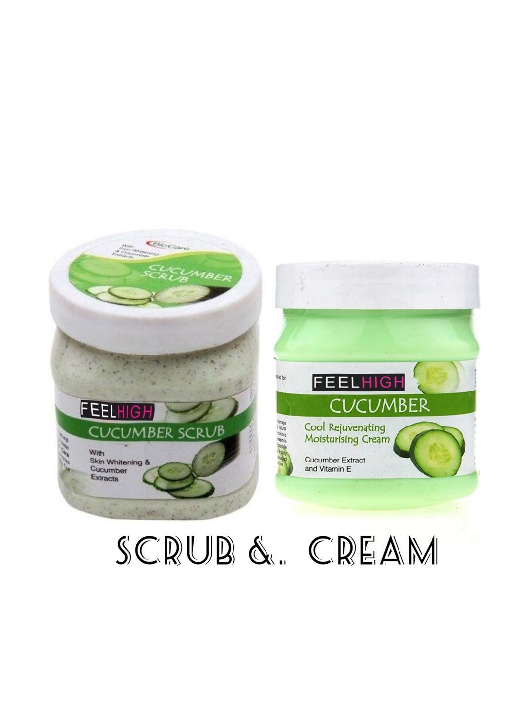 feelhigh set of 2 cucumber cool rejuvenating moisturizing cream  & scrub  500ml each