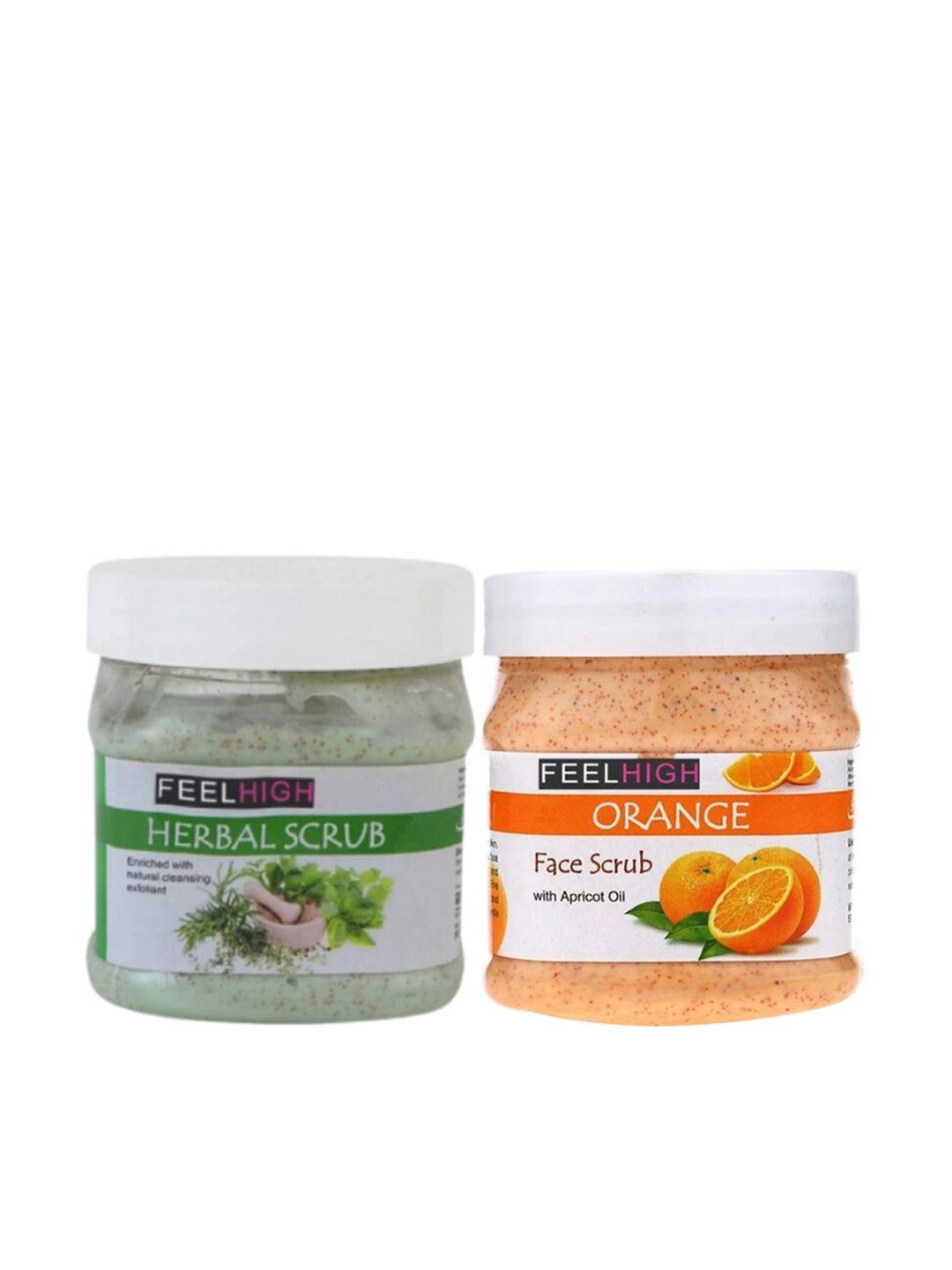 feelhigh set of 2 herbal & orange face scrub -500mleach