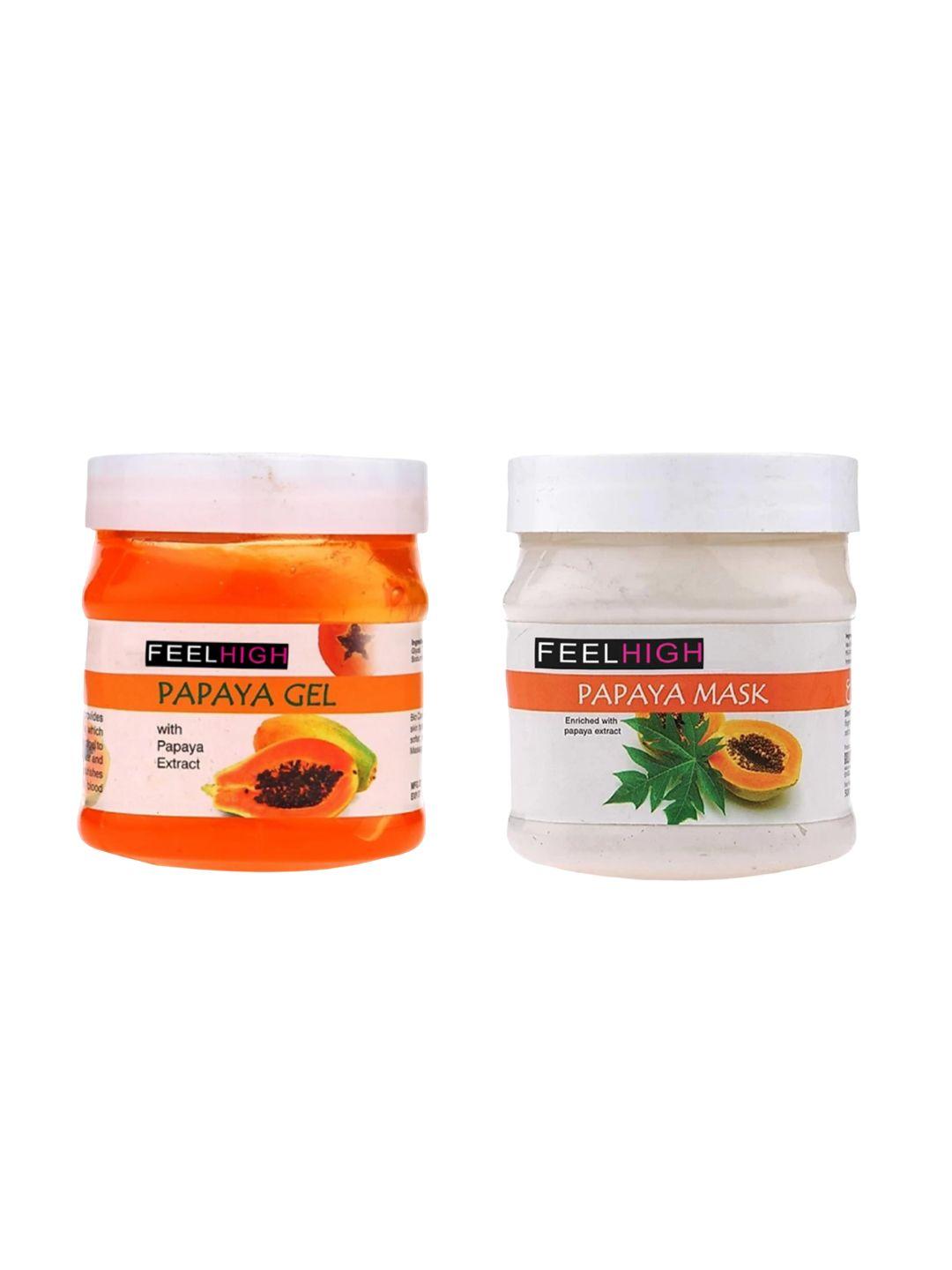 feelhigh set of 2 papaya mask & gel facial kit 500ml each