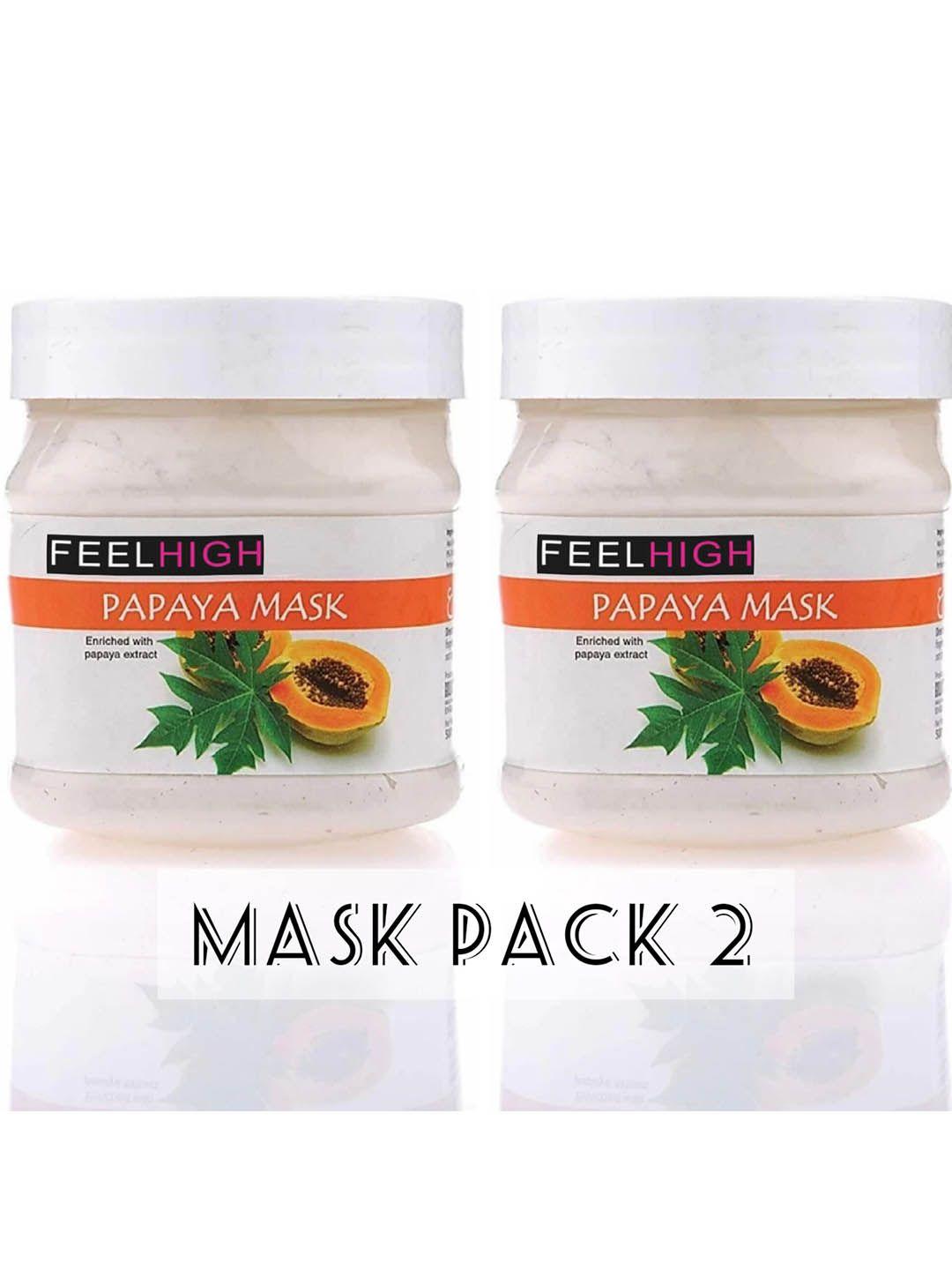 feelhigh set of 2 papaya natural skin brightening mask - 500 ml each