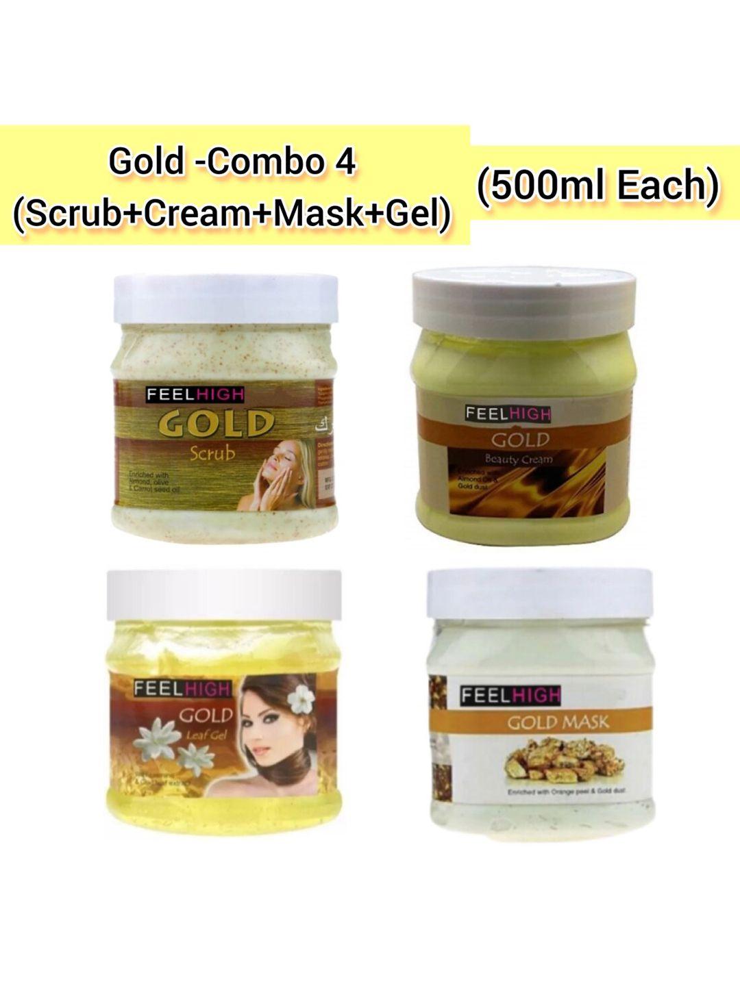 feelhigh set of 4 gold face cream- mask - gel & scrub 500ml each