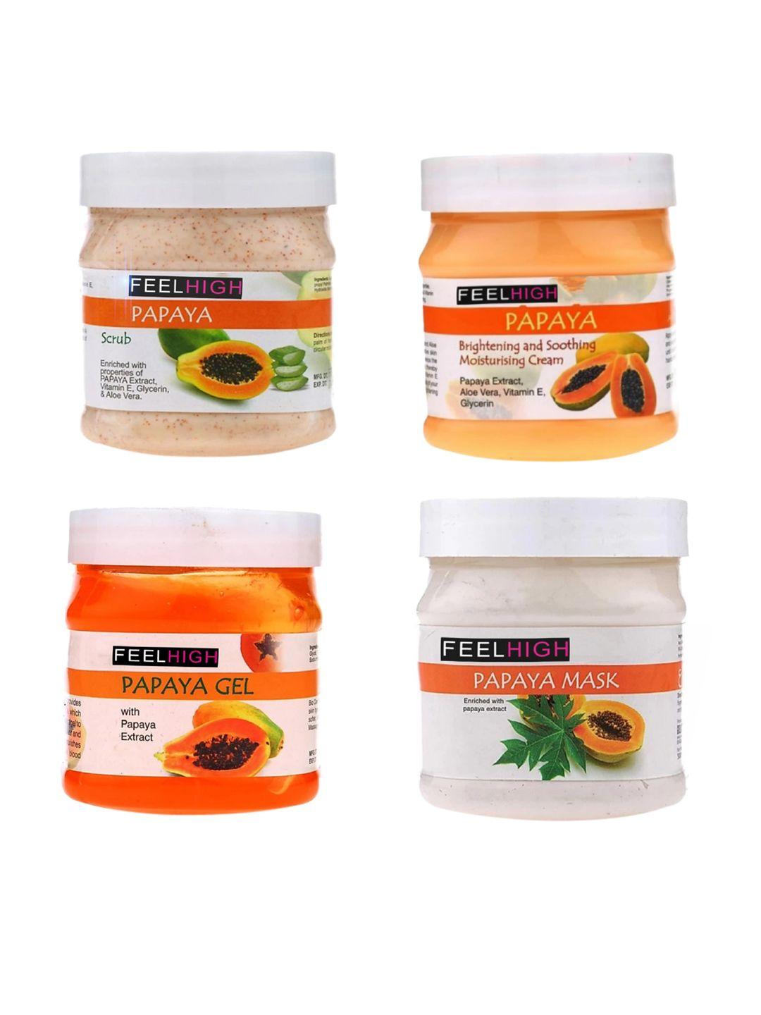 feelhigh set of 4 papaya face & body care products facial kit-500 ml each