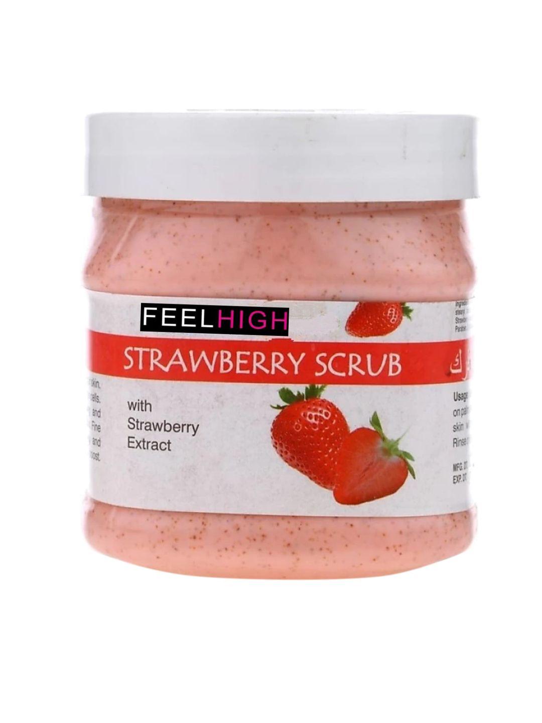 feelhigh strawberry extract face & body scrub - 500 gm