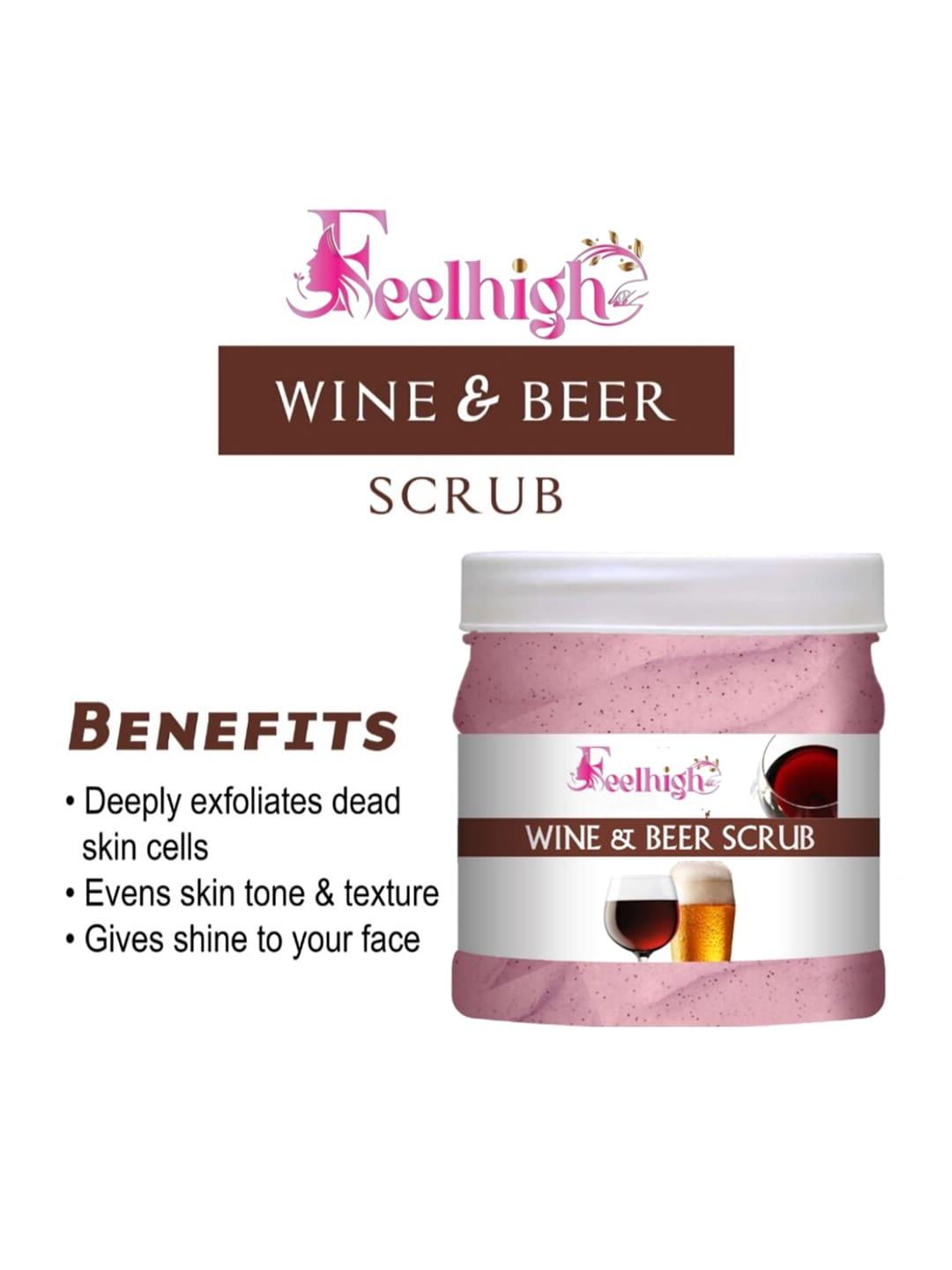 feelhigh wine & beer scrub for dead skin cells - 500ml