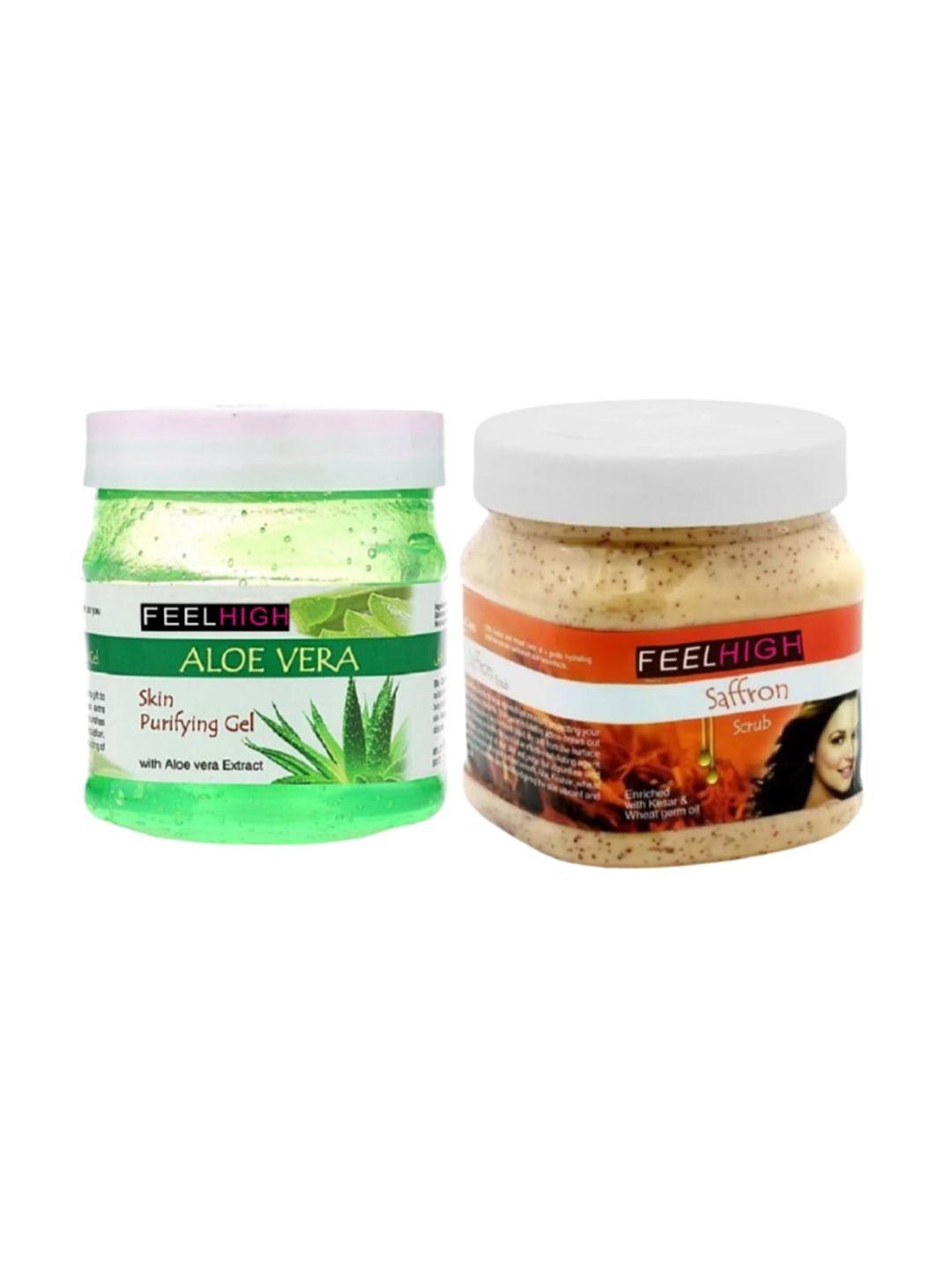 feelhigh aloevera gel & saffron scrub -500 gm