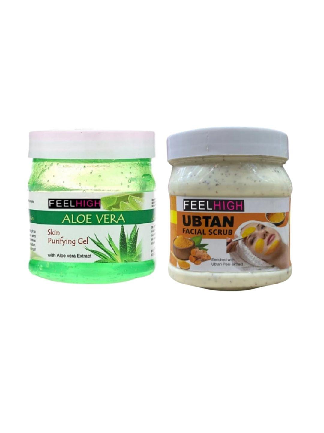 feelhigh aloevera gel & ubtan scrub -500 gm