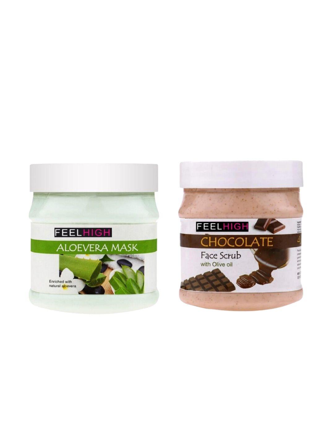 feelhigh face & body aloe vera mask 500ml & chocolate scrub 500ml