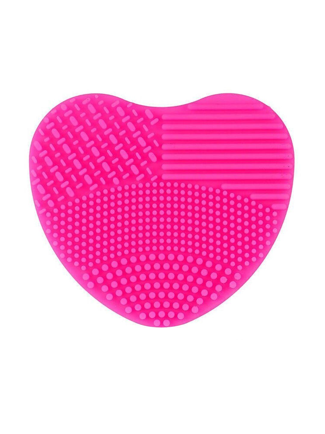 feelhigh heart shape portable silicone makeup brush cleaner scrubber - pink