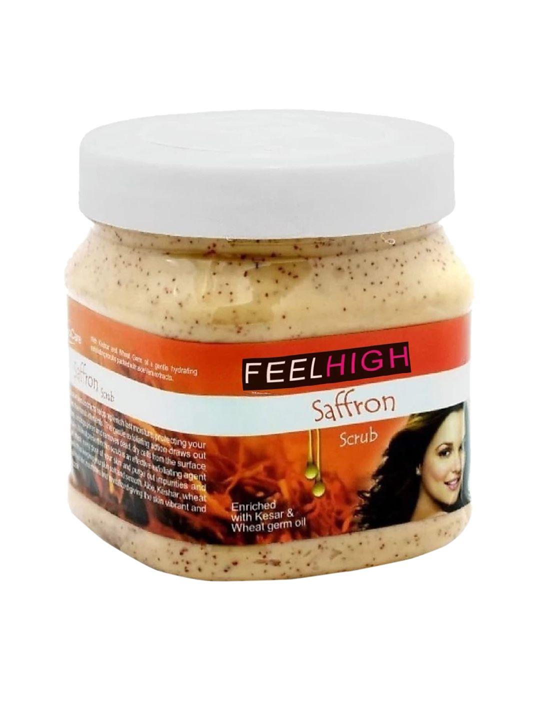 feelhigh saffron face & body scrub with kesar & wheat germ oil - 500 ml