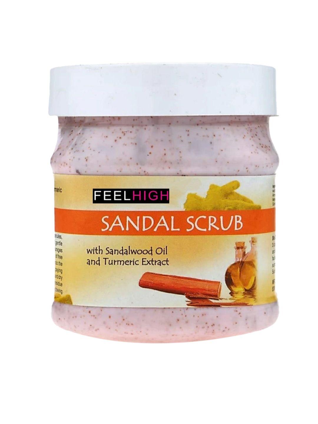 feelhigh sandal scrub  enriched with sandal & turmeric for face & body use 500 gm
