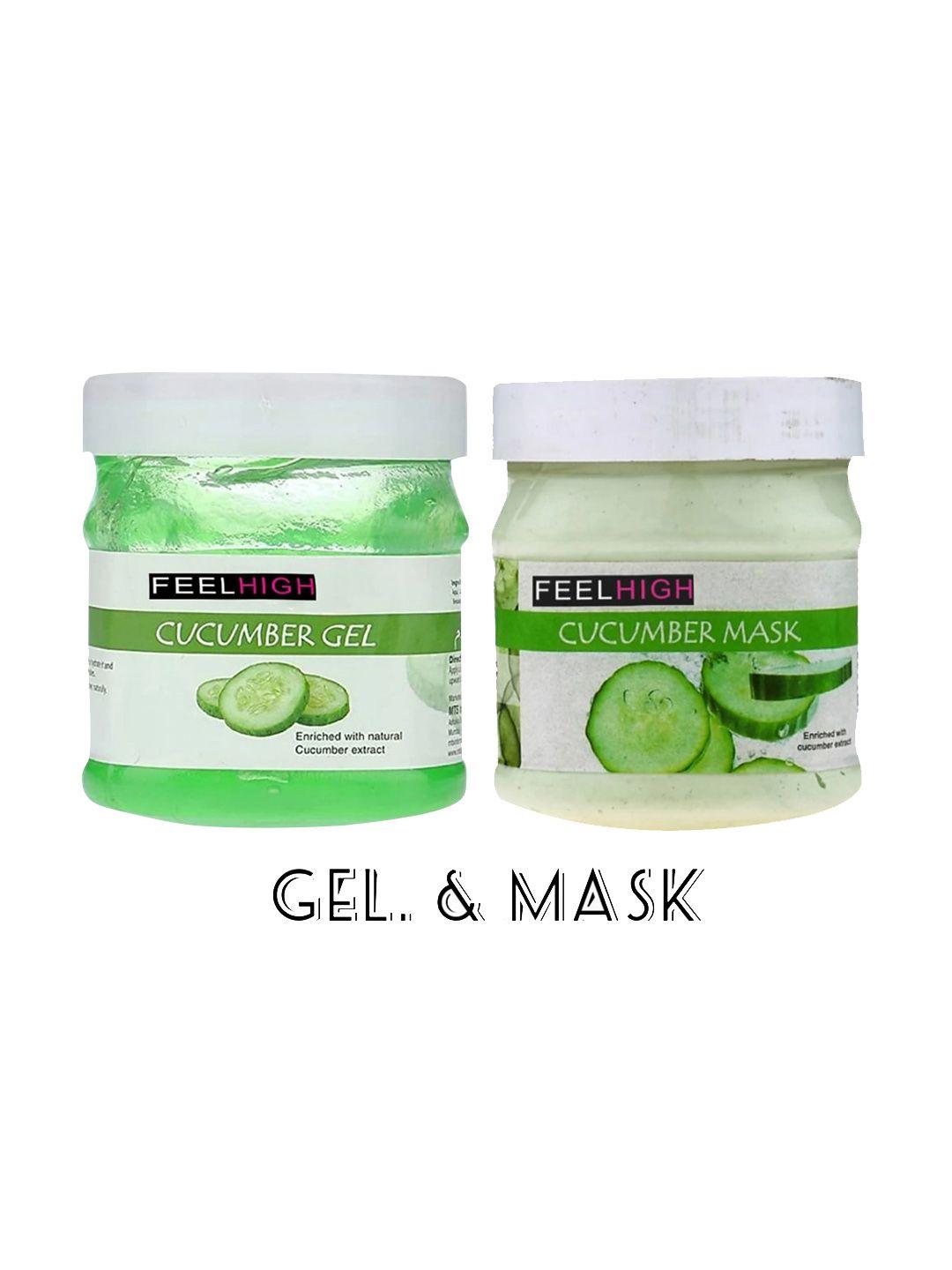 feelhigh set of 2 cucumber cool rejuvenating moisturizing mask & gel - 500ml each