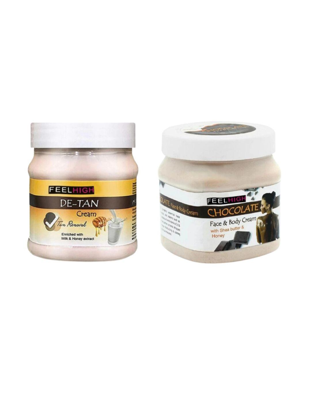 feelhigh set of 2 de-tan & chocolate cream face & body moisturizer - 500ml each