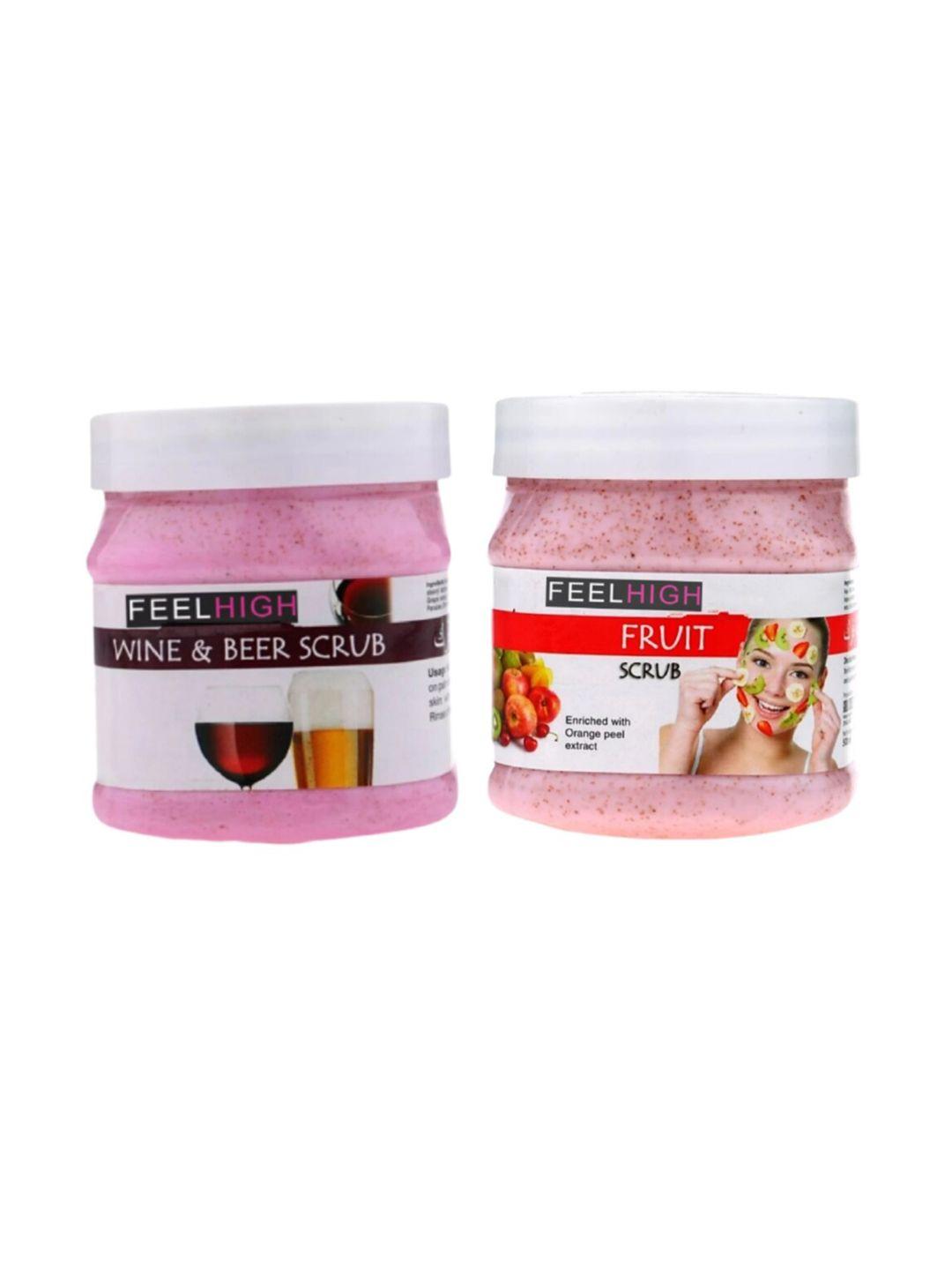 feelhigh set of 2 mixfruit face scrub & wine & beer face scrub-500 ml each